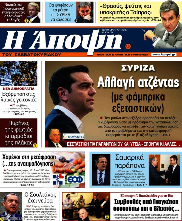 Τα πρωτοσέλιδα των πολιτικών εφημερίδων