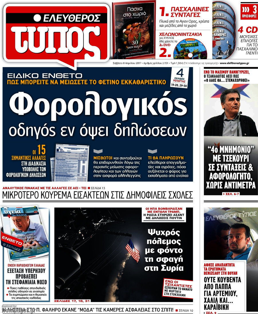 Τα πρωτοσέλιδα των πολιτικών εφημερίδων