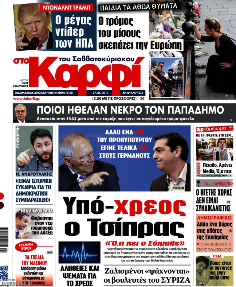 Τα πρωτοσέλιδα των πολιτικών εφημερίδων