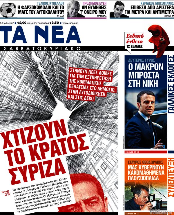 Διαβάστε τα  πρωτοσέλιδα των εφημερίδων 