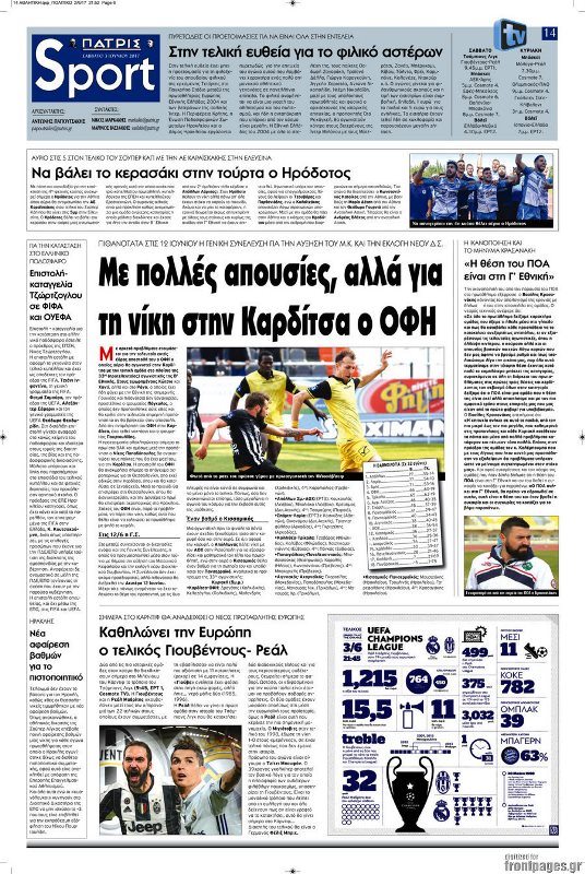 Τα πρωτοσέλιδα των αθλητικών εφημερίδων 