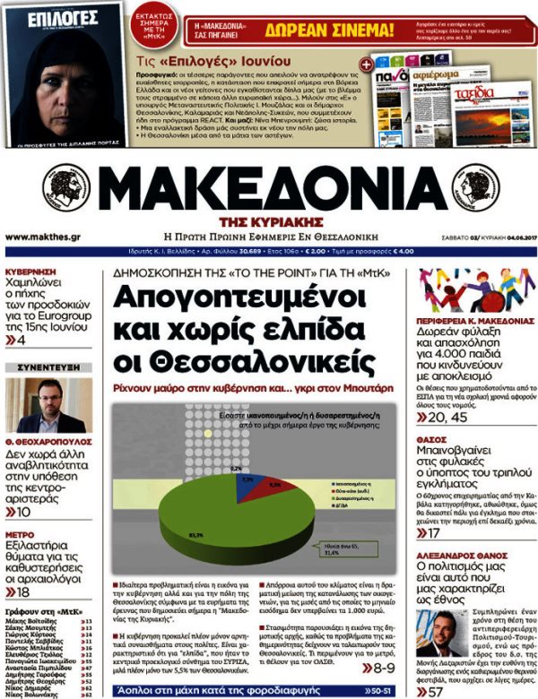 Τα πρωτοσέλιδα των κυριακάτικων εφημερίδων