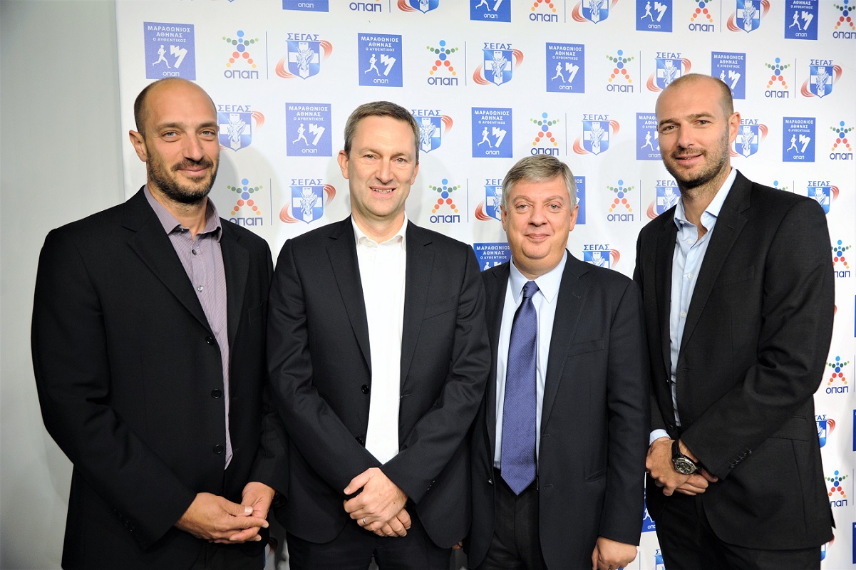 Πάνος Μπόλλας, Brand, Marketing Communication & Sponsorship Director ΟΠΑΠ, Ντάμιαν Κόουπ, Διευθύνων Σύμβουλος ΟΠΑΠ, Κώστας Παναγόπουλος, Πρόεδρος ΣΕΓΑΣ, Πετρ Ματεγιόφσκι, Chief Customer Officer ΟΠΑΠ