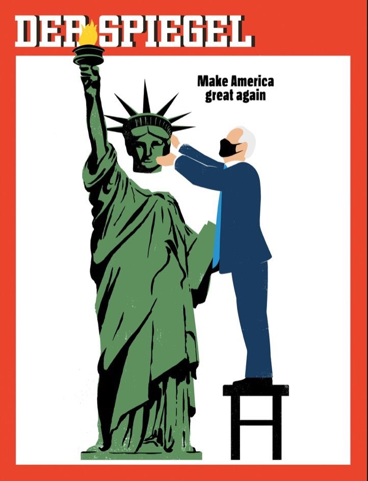 Viral το εξώφυλλο του Spiegel: Ο Μπάιντεν βάζει στη θέση του το κεφάλι του Αγάλματος της Ελευθερίας