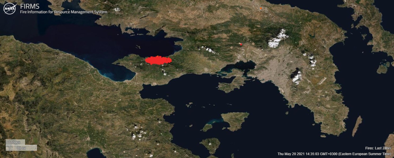 Φωτιά Σχίνος: Η πύρινη λαίλαπα όπως την καταγράφει το δορυφορικό σύστημα FIRMS της ΝΑSA