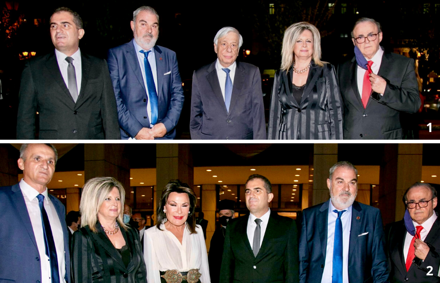(Φώτο 1) Από αριστερά προς δεξιά: o Αθανάσιος Βασιλόπουλος, Δήμαρχος Καλαμάτας, o Γεώργιος Λεβεντάκης, Δήμαρχος Τριφυλίας, o Προκόπης Παυλόπουλος, πρ. Προέδρος της Ελληνικής Δημοκρατίας, η Γιώτα Γεωργακοπούλου, Δήμαρχος Οιχαλίας και ο Ηλίας Φούτσης, Hon Ph.D., Πρόεδρος και Ιδρυτής του Εκπαιδευτικού Ομίλου NEW YORK COLLEGE.