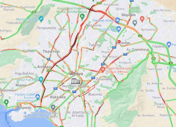 κινήση τώρα στους δρόμους