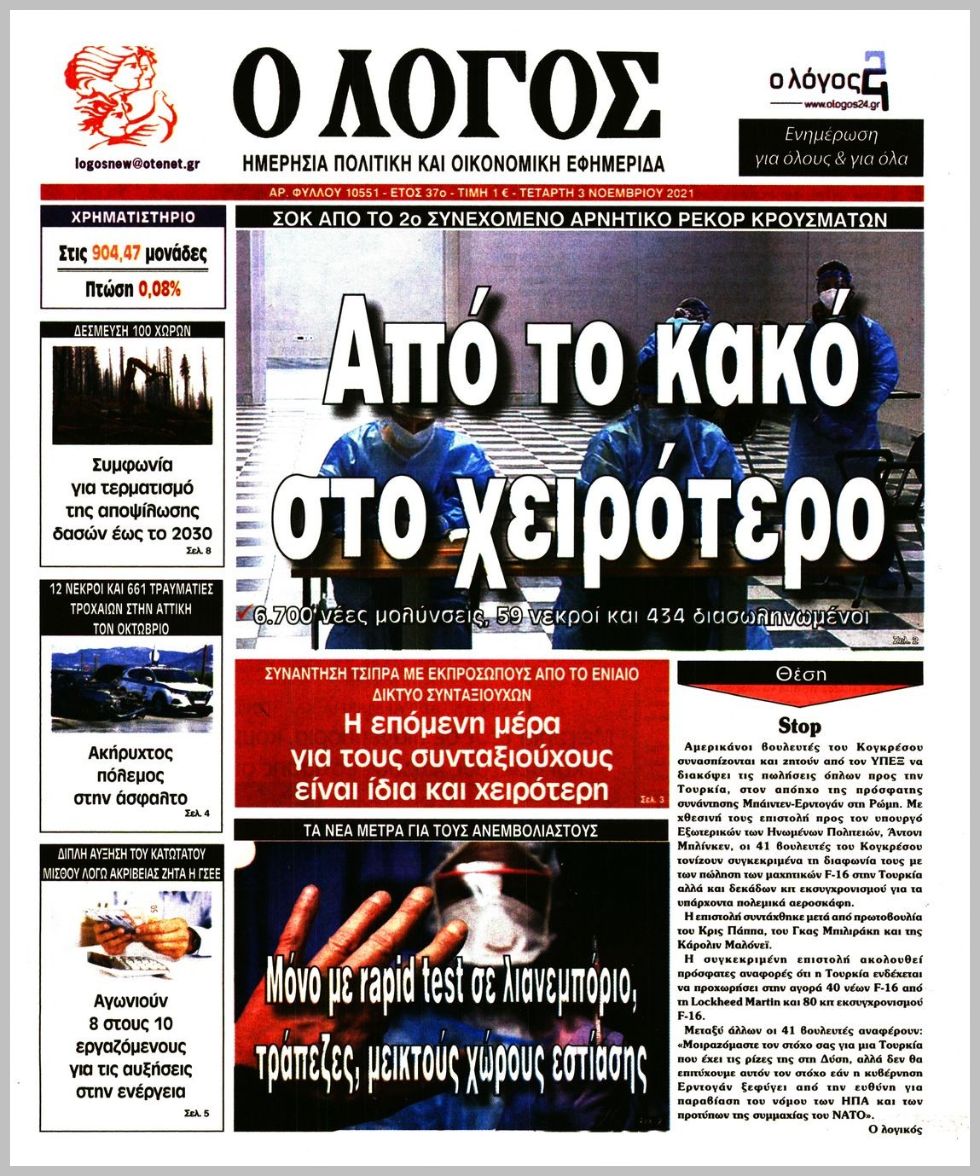 Τα πρωτοσέλιδα των πολιτικών εφημερίδων