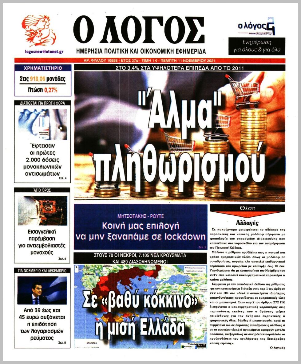 Τα πρωτοσέλιδα των πολιτικών εφημερίδων