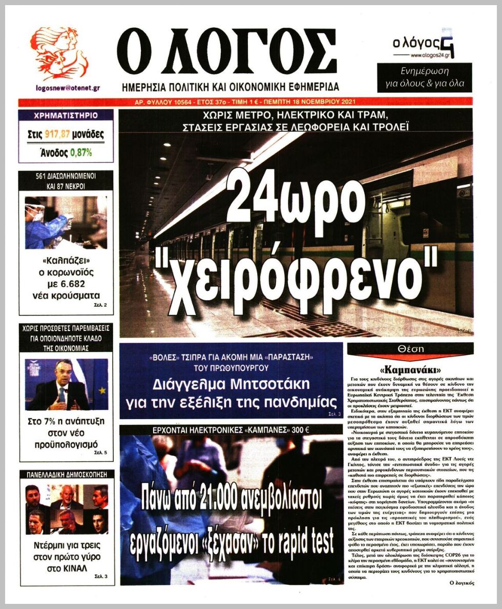Τα πρωτοσέλιδα των πολιτικών εφημερίδων