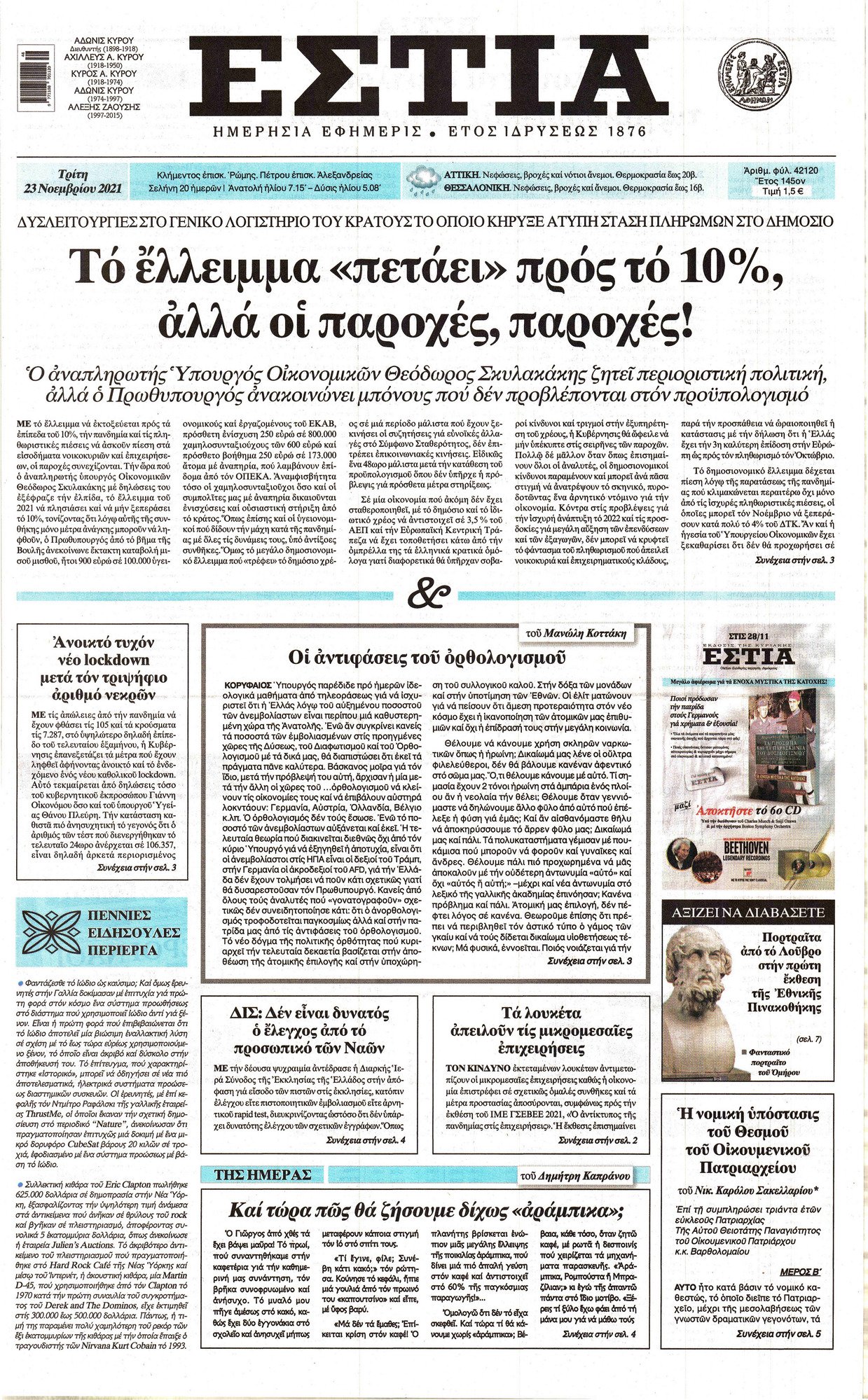 Τα πρωτοσέλιδα των πολιτικών εφημερίδων