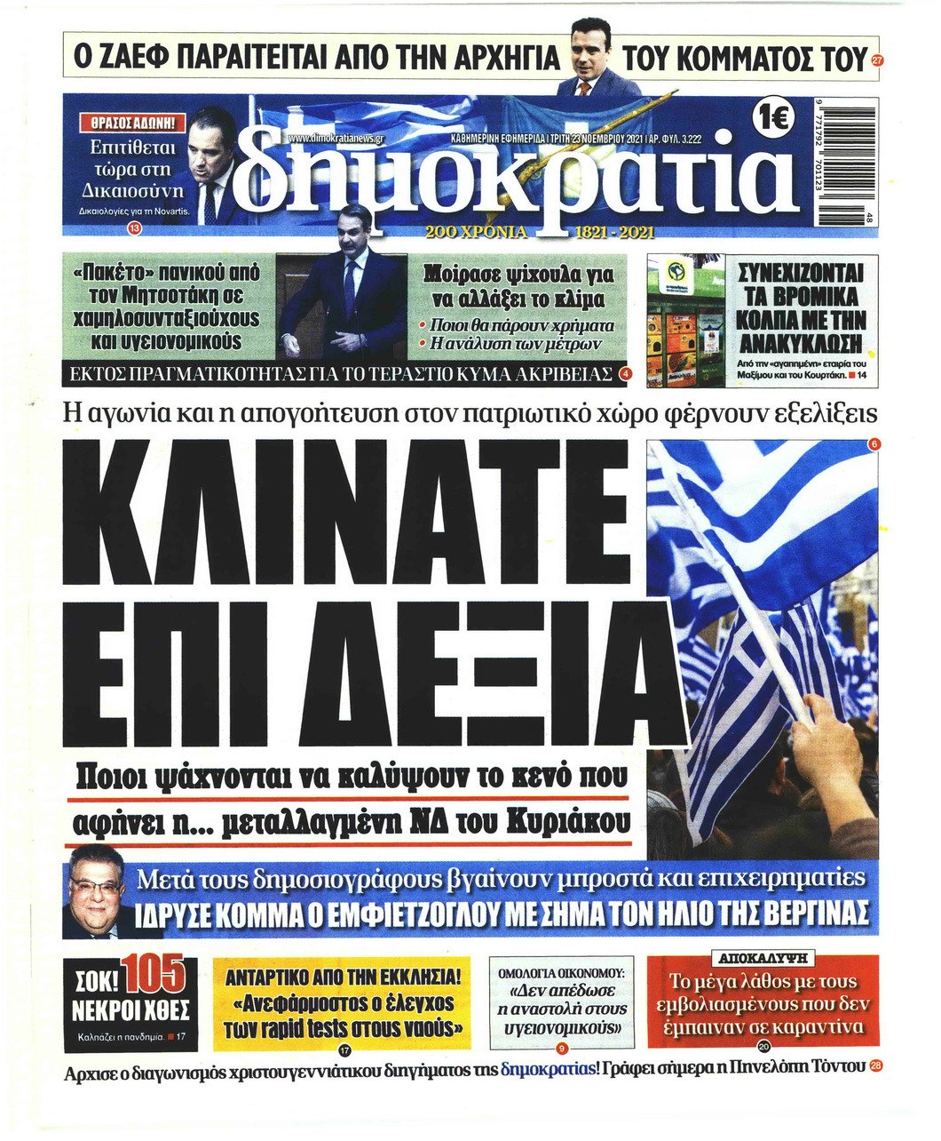 Τα πρωτοσέλιδα των πολιτικών εφημερίδων