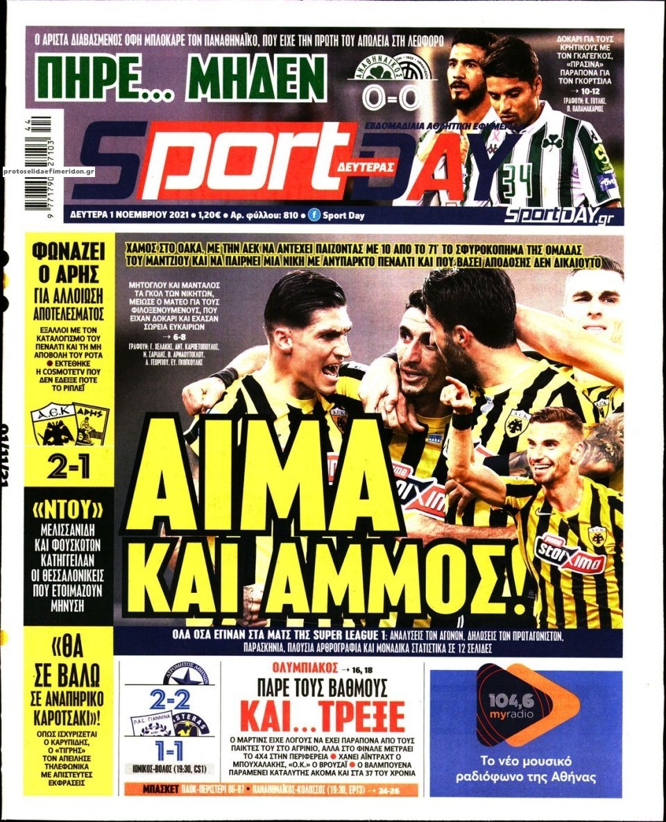 Τα πρωτοσέλιδα των αθλητικών εφημερίδων