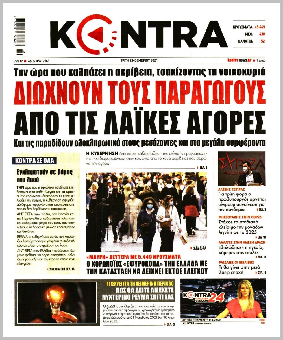 Τα πρωτοσέλιδα των πολιτικών εφημερίδων