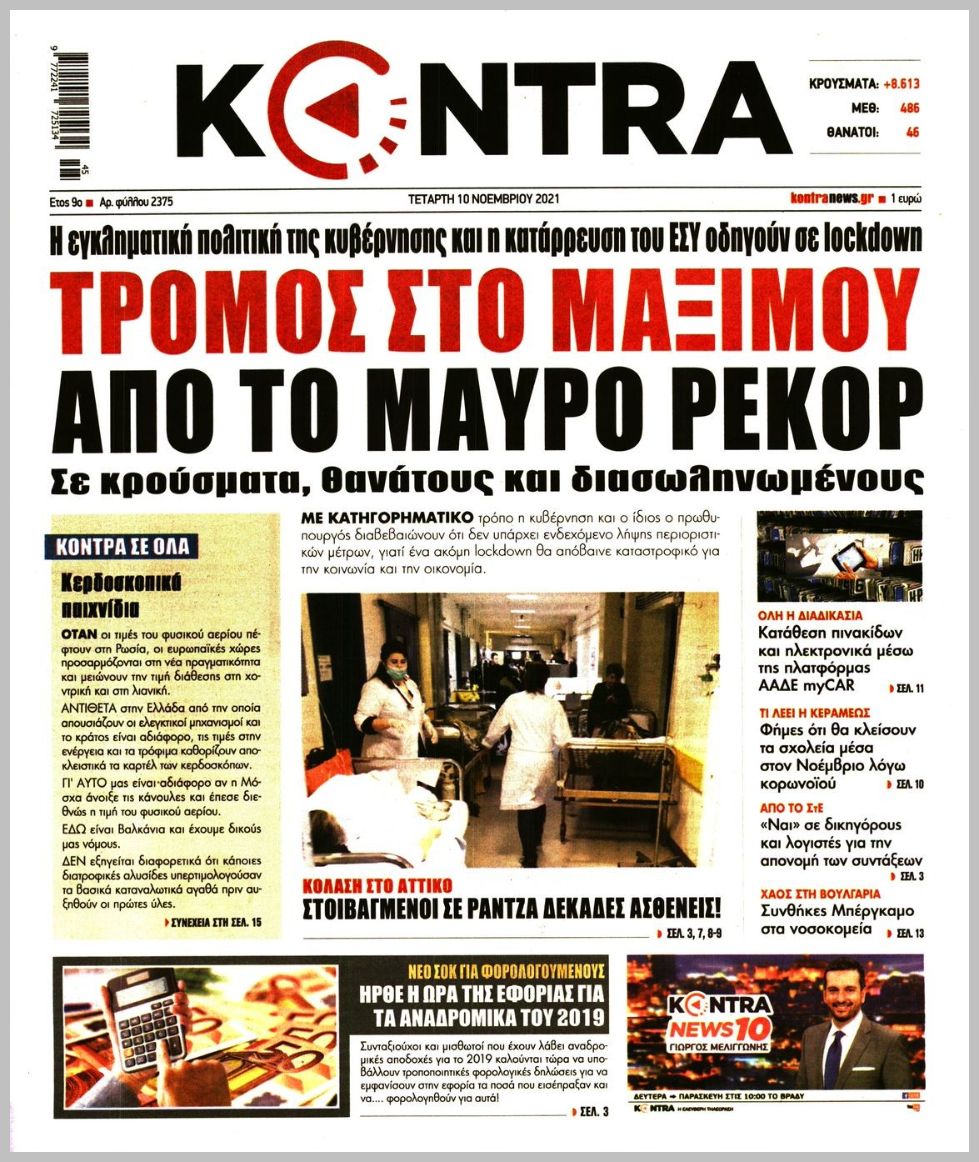 Τα πρωτοσέλιδα των πολιτικών εφημερίδων