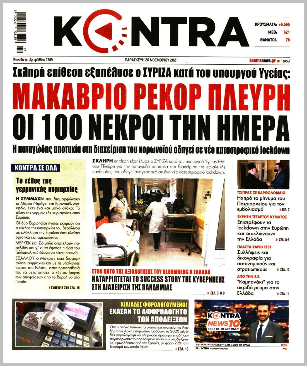 Τα πρωτοσέλιδα των πολιτικών εφημερίδων