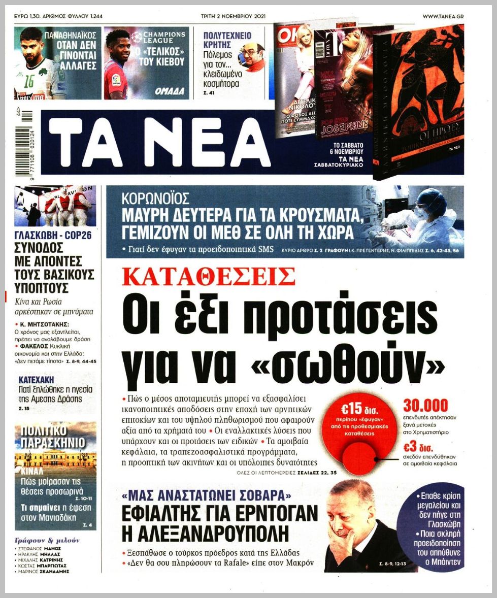 Τα πρωτοσέλιδα των πολιτικών εφημερίδων