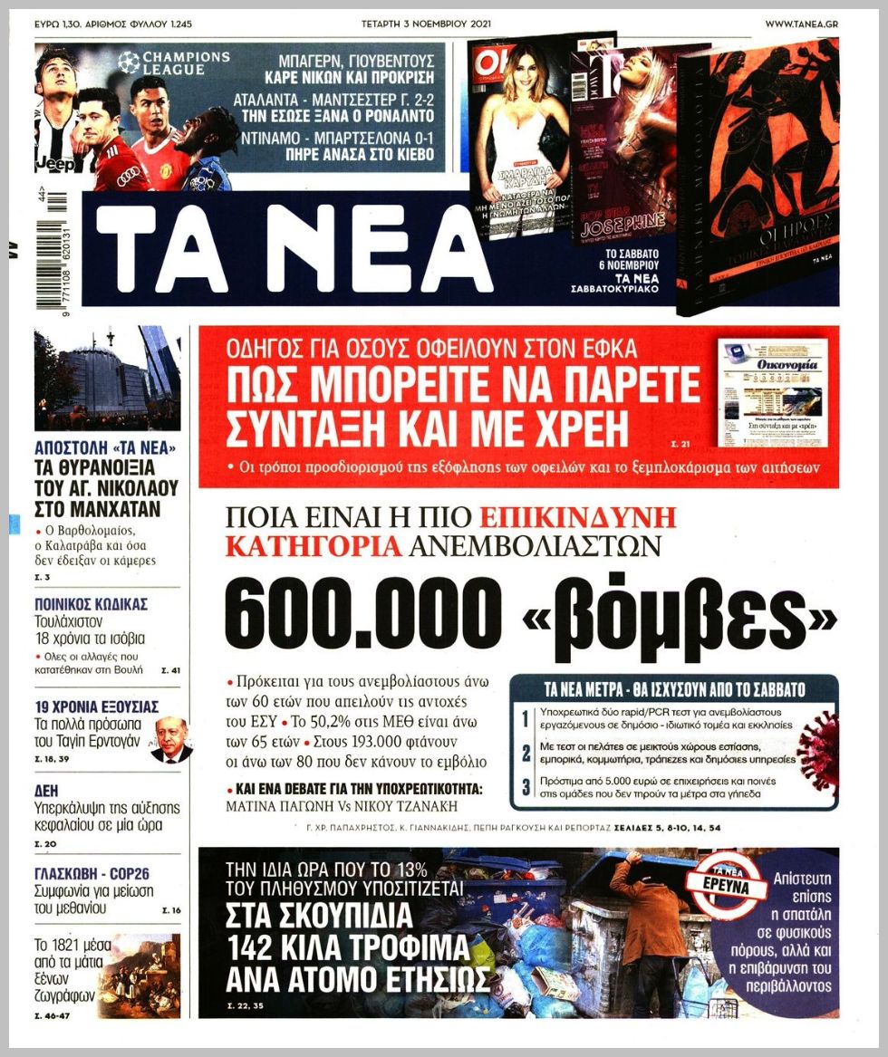 Τα πρωτοσέλιδα των πολιτικών εφημερίδων