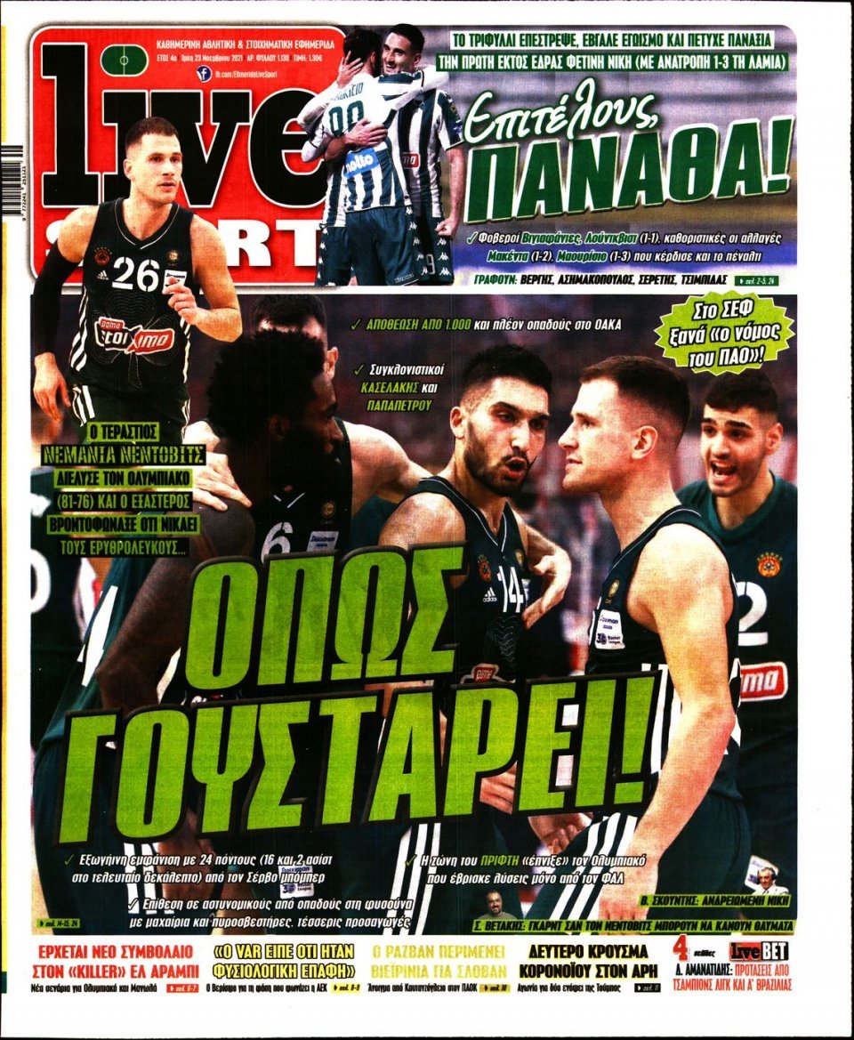 Τα πρωτοσέλιδα των αθλητικών εφημερίδων