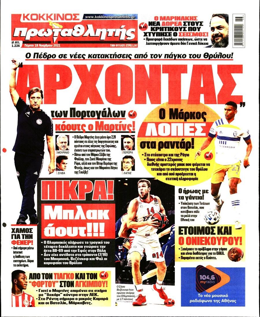 Τα πρωτοσέλιδα των αθλητικών εφημερίδων