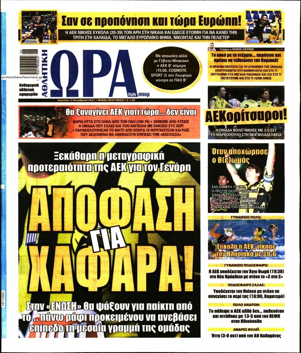 Τα πρωτοσέλιδα των αθλητικών εφημερίδων