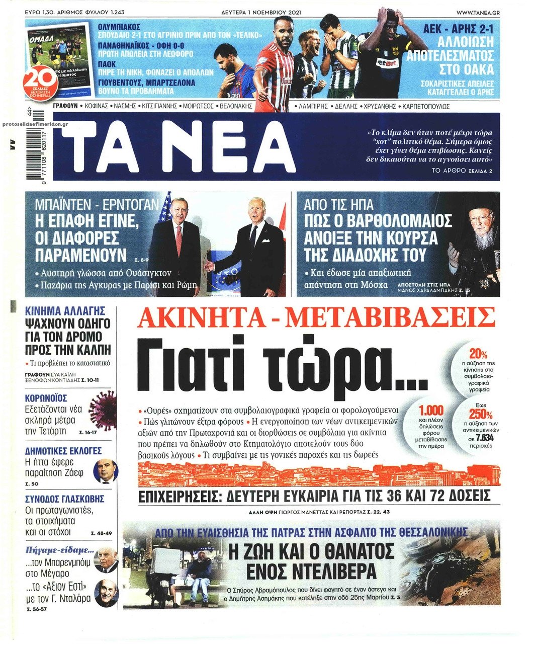 Τα πρωτοσέλιδα των πολιτικών εφημερίδων