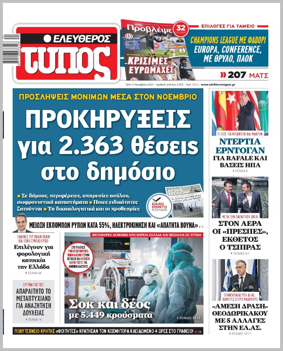 Τα πρωτοσέλιδα των πολιτικών εφημερίδων