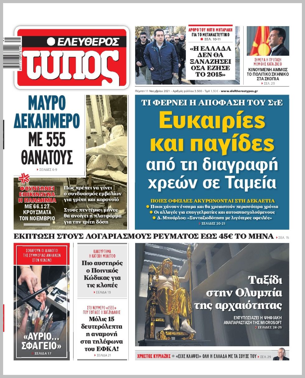 Τα πρωτοσέλιδα των πολιτικών εφημερίδων