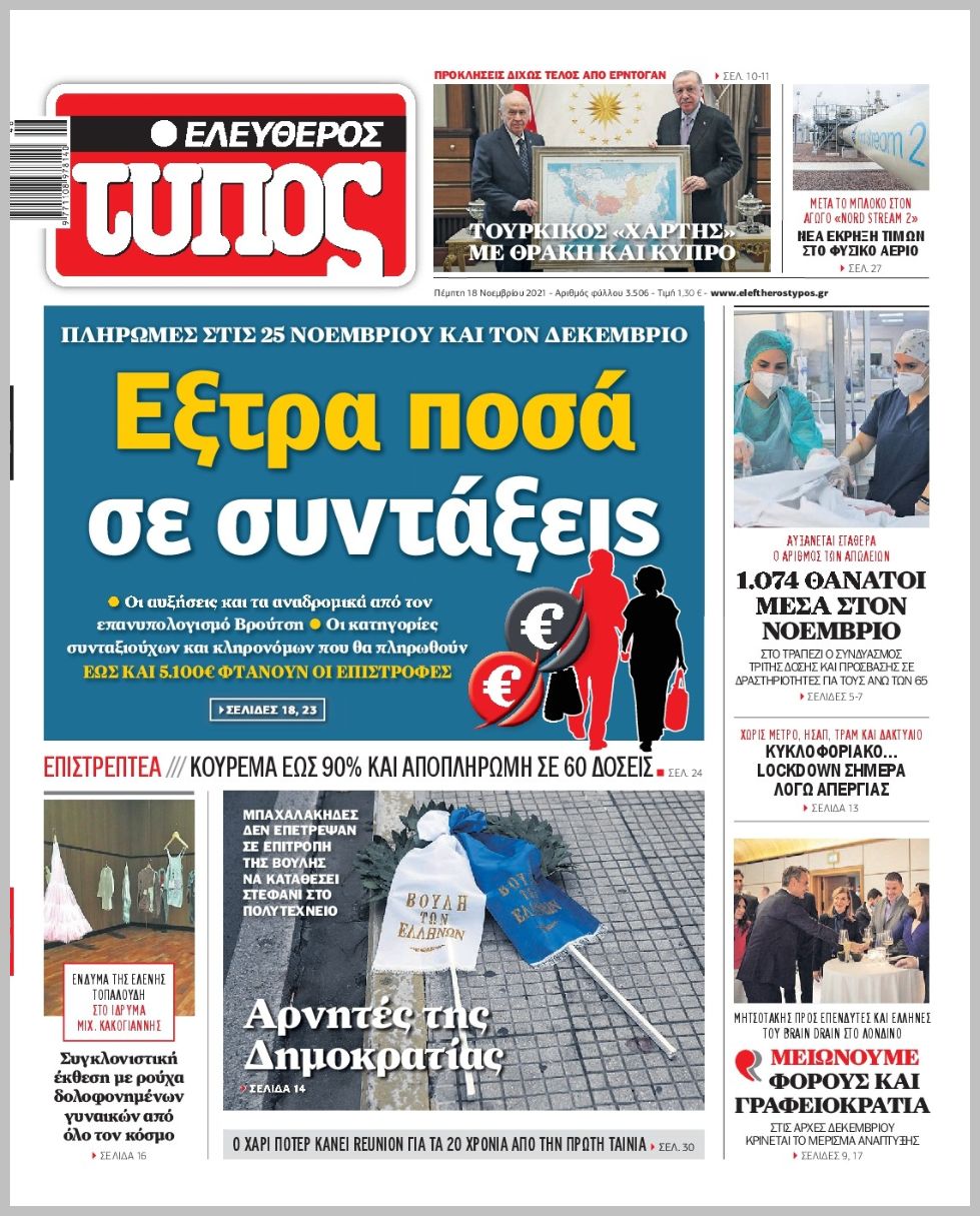 Τα πρωτοσέλιδα των πολιτικών εφημερίδων