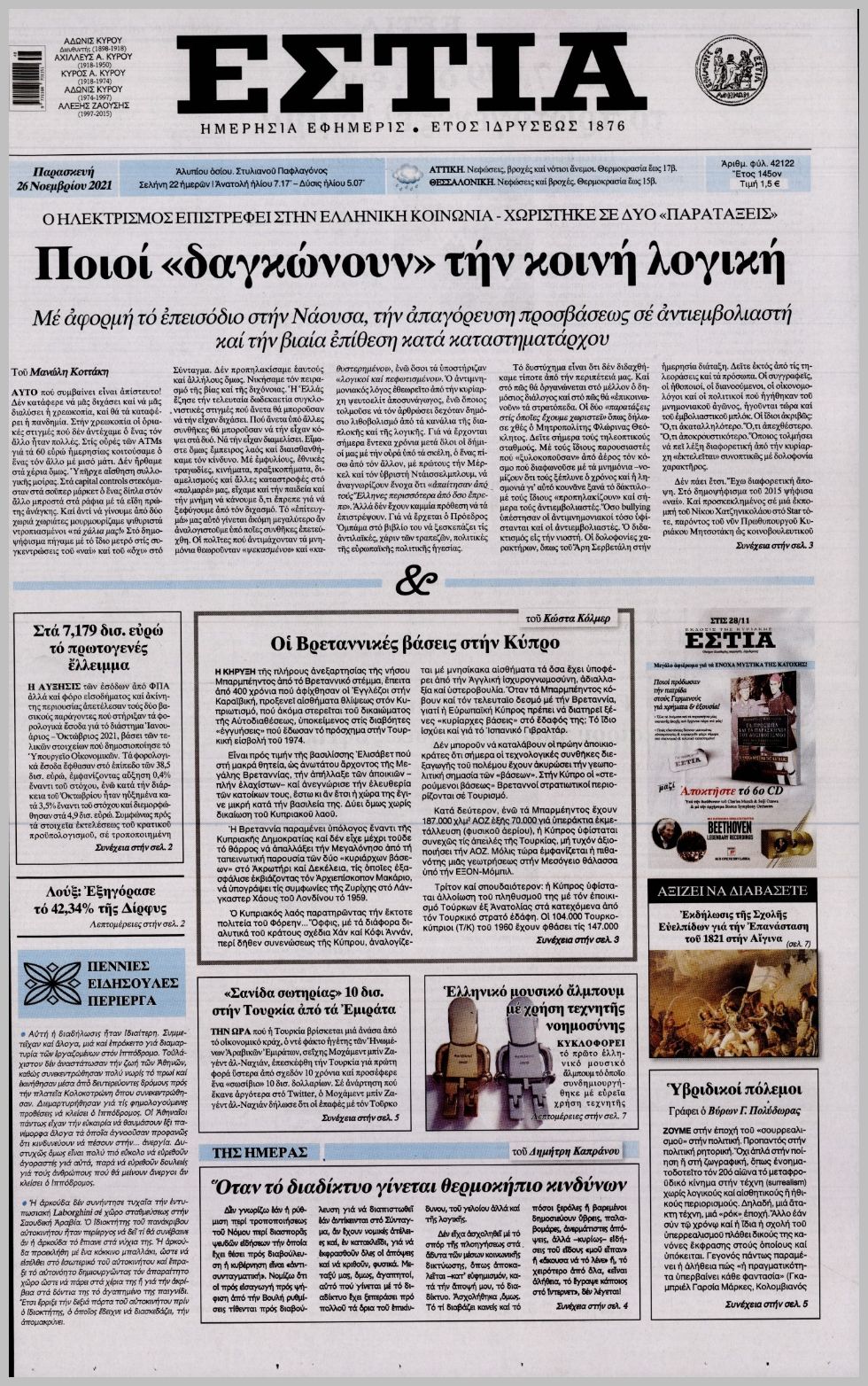 Τα πρωτοσέλιδα των πολιτικών εφημερίδων