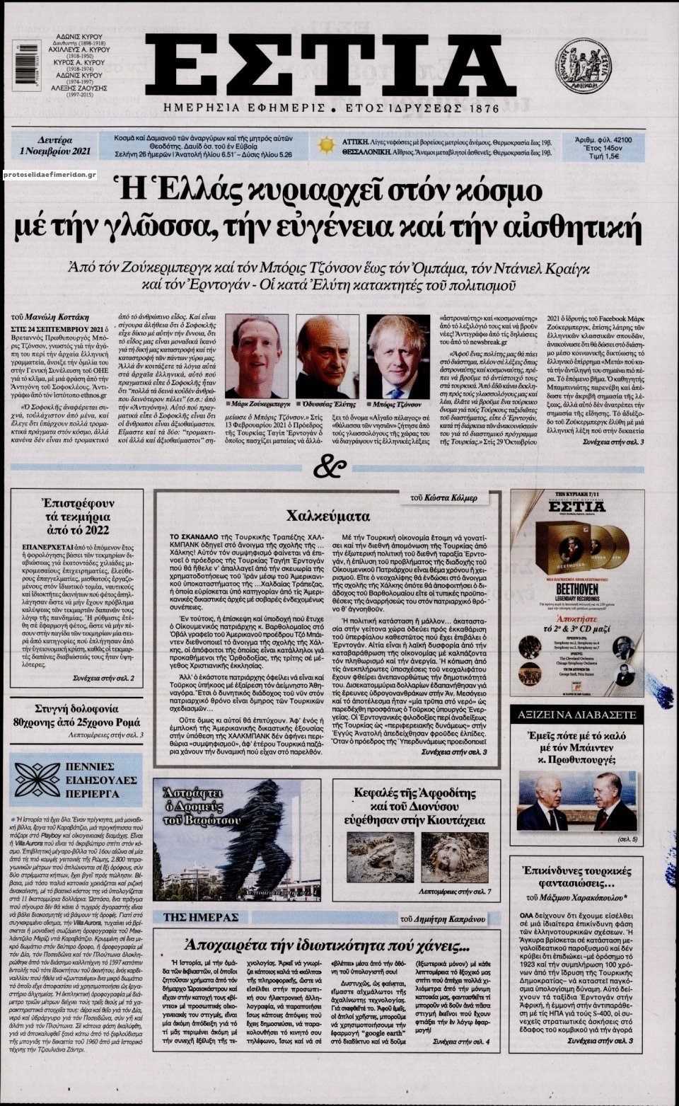Τα πρωτοσέλιδα των πολιτικών εφημερίδων