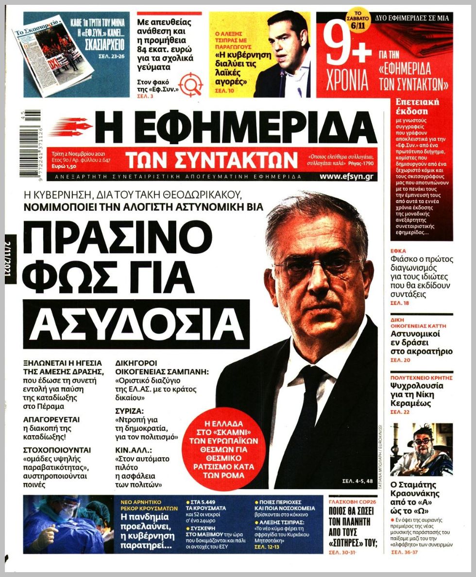 Τα πρωτοσέλιδα των πολιτικών εφημερίδων