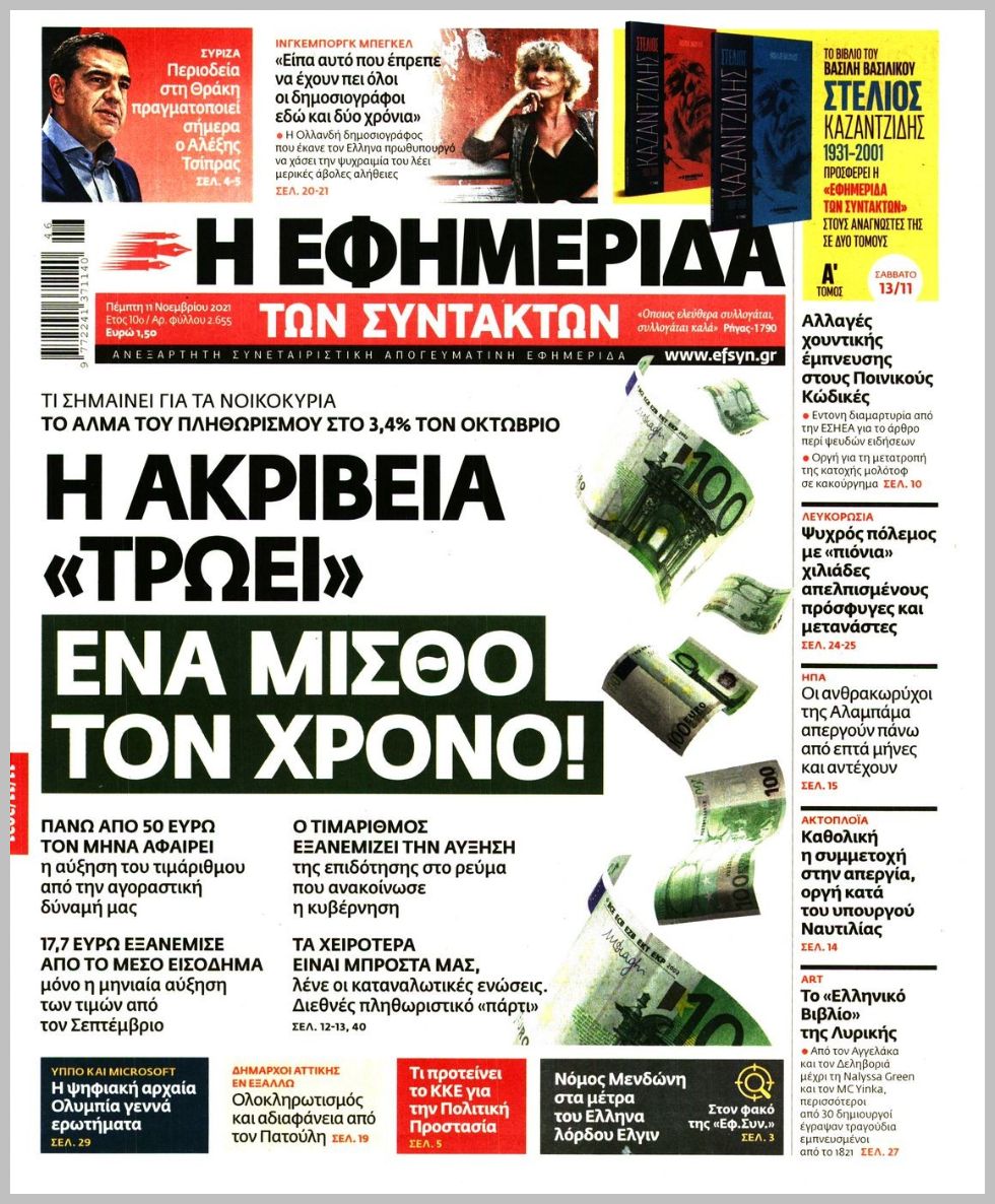 Τα πρωτοσέλιδα των πολιτικών εφημερίδων