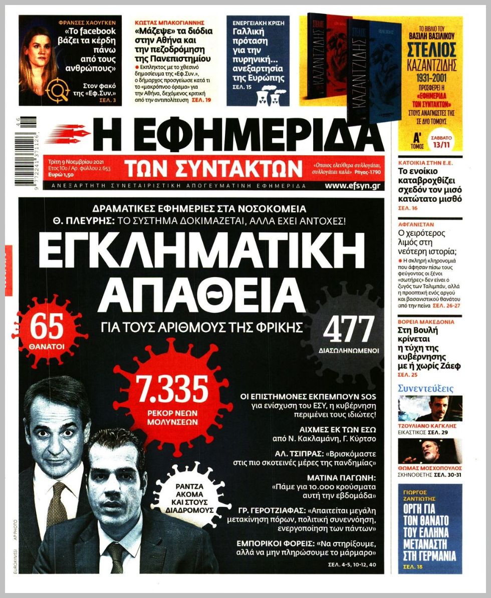 Τα πρωτοσέλιδα των πολιτικών εφημερίδων
