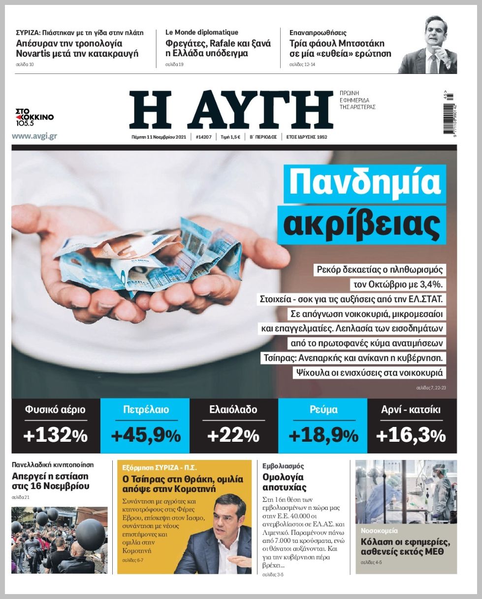 Τα πρωτοσέλιδα των πολιτικών εφημερίδων