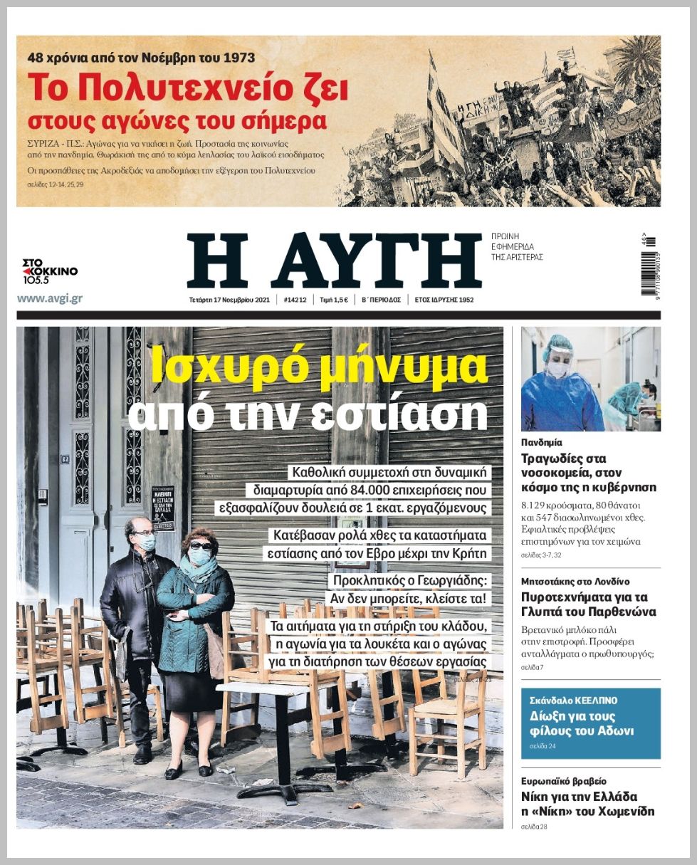 Τα πρωτοσέλιδα των πολιτικών εφημερίδων