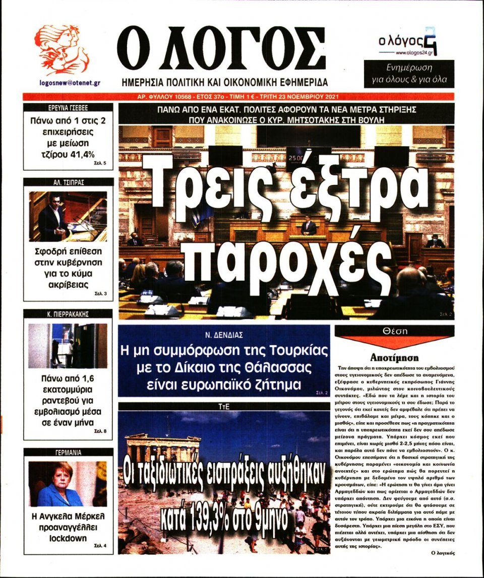 Τα πρωτοσέλιδα των πολιτικών εφημερίδων