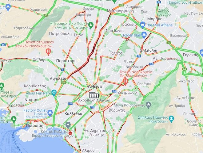 κινήση τώρα στους δρόμους