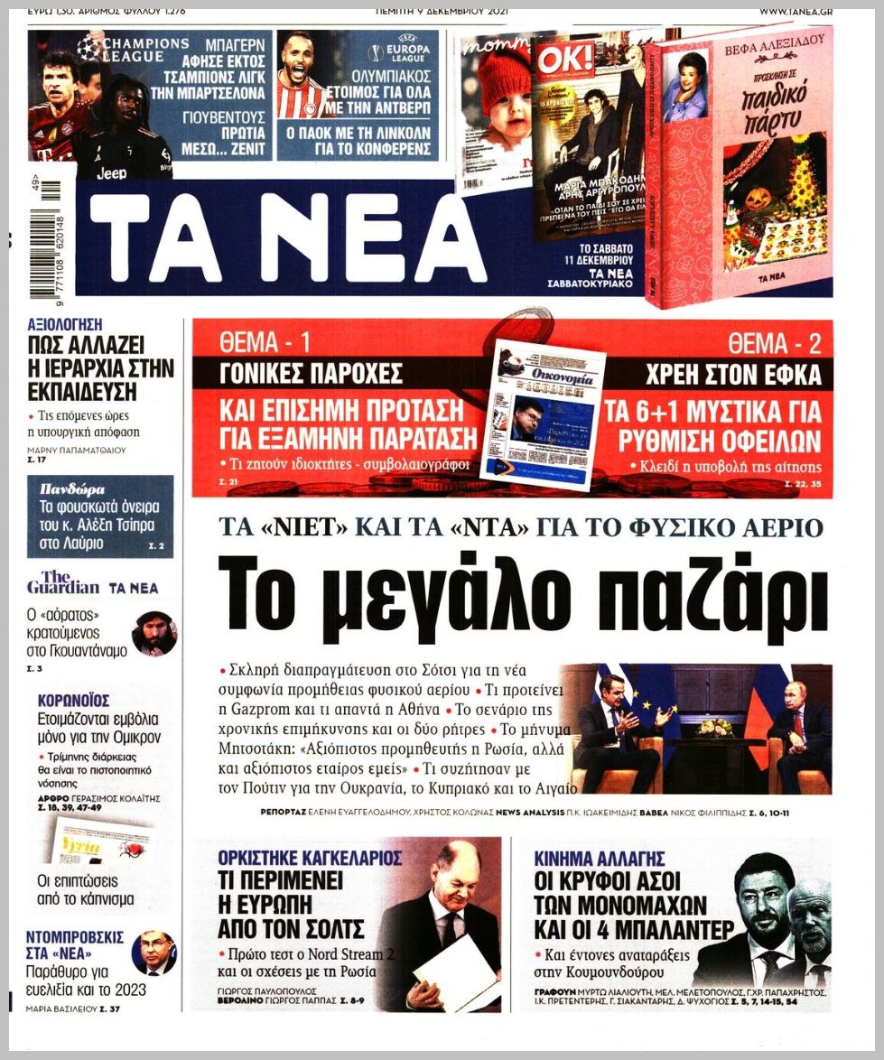 Τα πρωτοσέλιδα των πολιτικών εφημερίδων