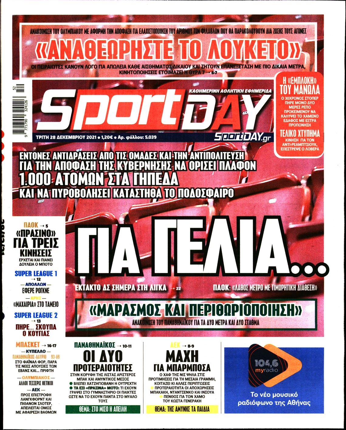Τα πρωτοσέλιδα των αθλητικών εφημερίδων