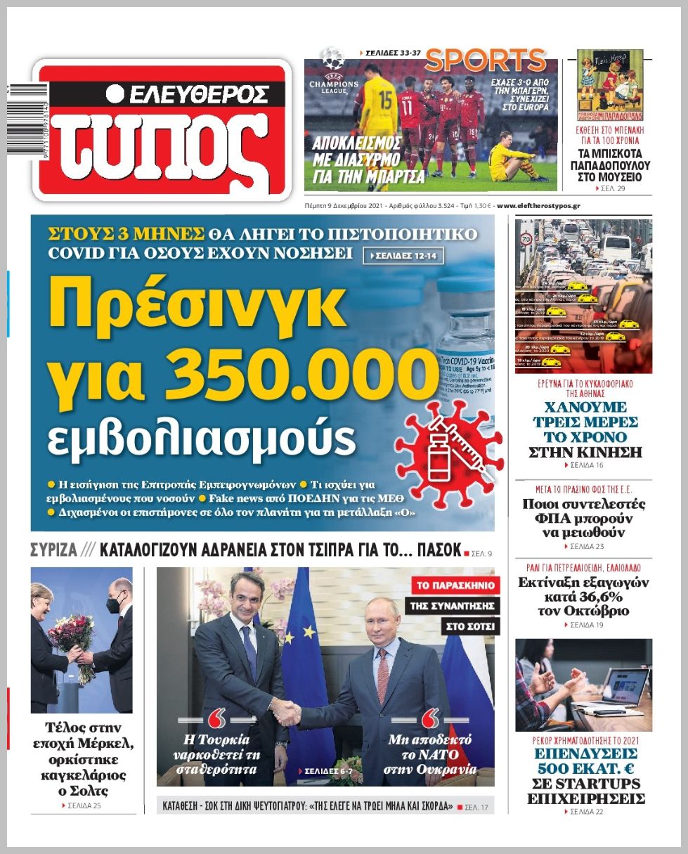 Τα πρωτοσέλιδα των πολιτικών εφημερίδων