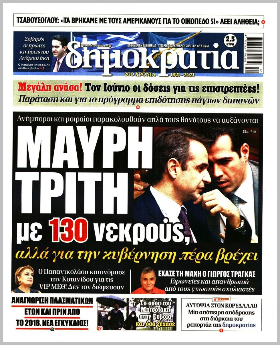 Διαβάστε τα πρωτοσέλιδα από τις πολιτικές εφημερίδεs