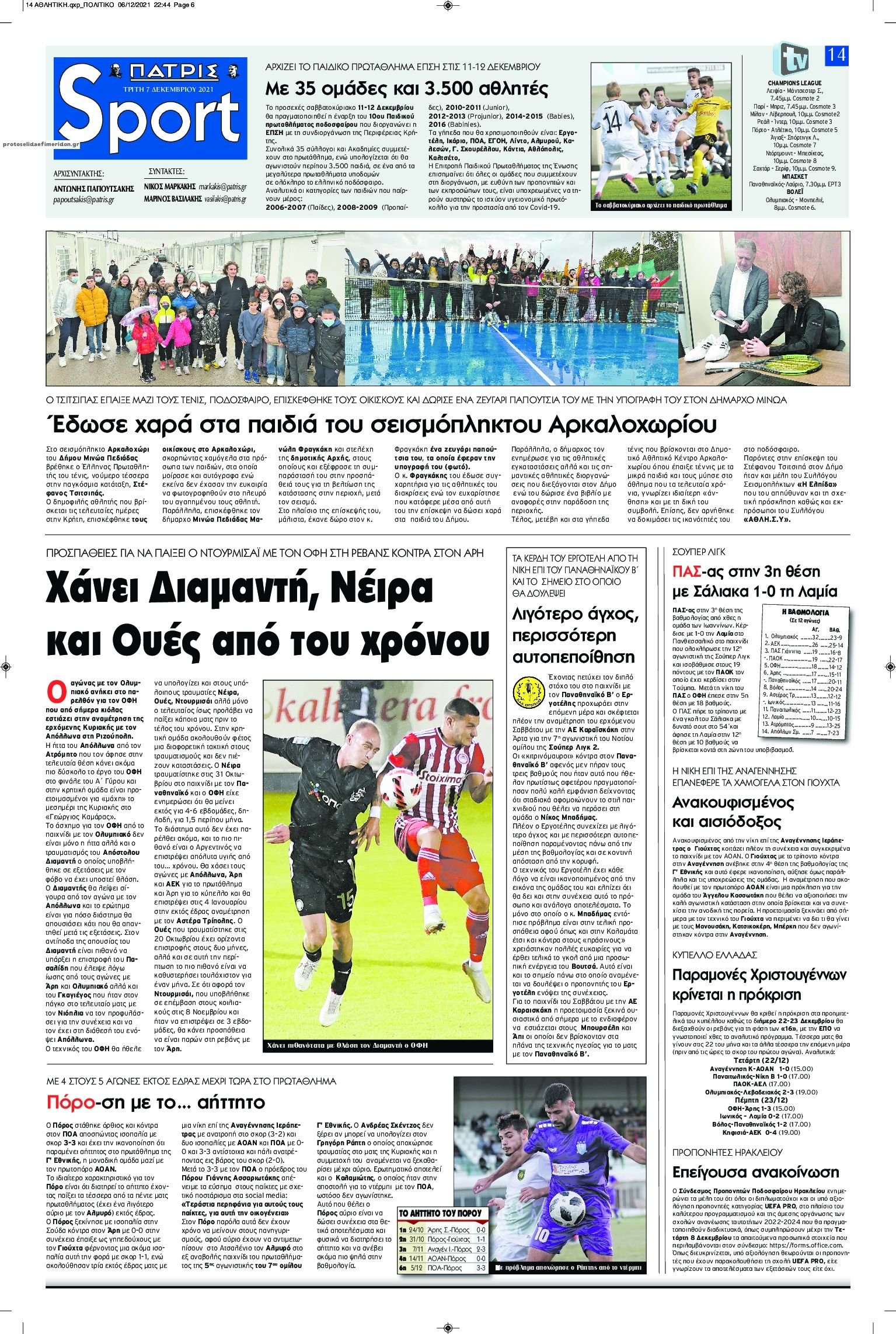 Διαβάστε τα πρωτοσέλιδα από τις αθλητικές εφημερίδες