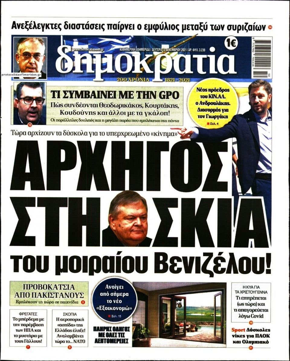 Διαβάστε τα πρωτοσέλιδα από τις πολιτικές εφημερίδεs