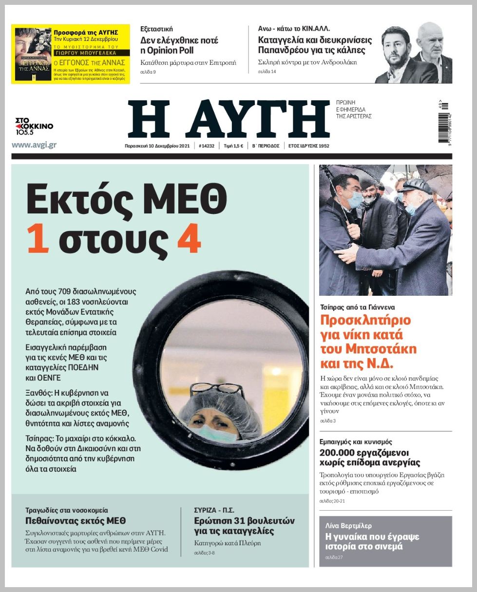 Διαβάστε τα πρωτοσέλιδα από τις πολιτικές εφημερίδεs
