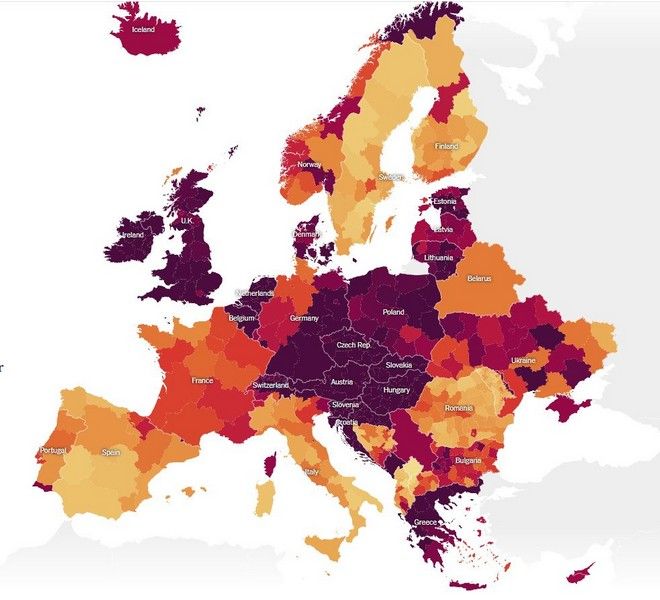 New York Times: "Κατακόκκινη" η Ευρώπη - Η μετάλλαξη Όμικρον, οι εμβολιασμοί και η θέση της Ελλάδας