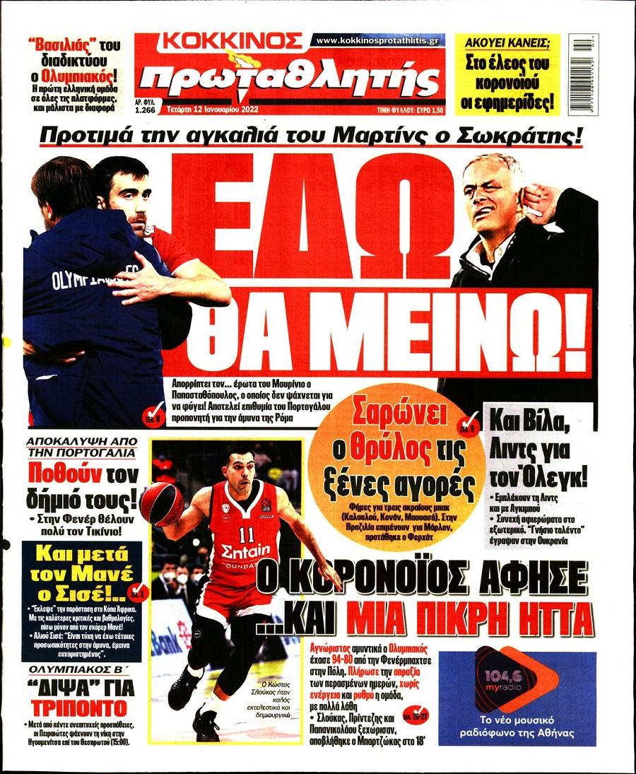 Τα πρωτοσέλιδα των αθλητικών εφημερίδων