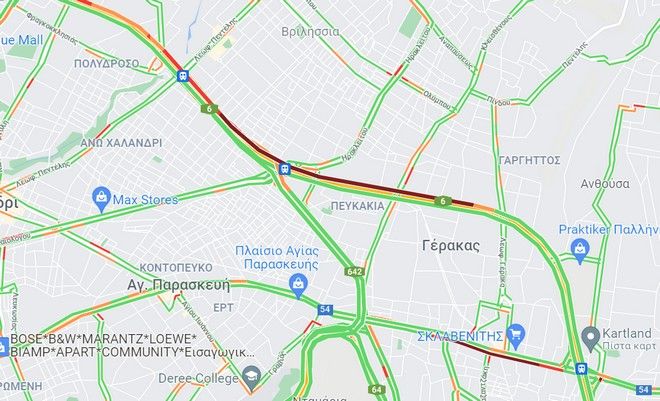 Καραμπόλα οχημάτων στην Αττική Οδό - Μποτιλιάρισμα από Δουκίσσης Πλακεντίας